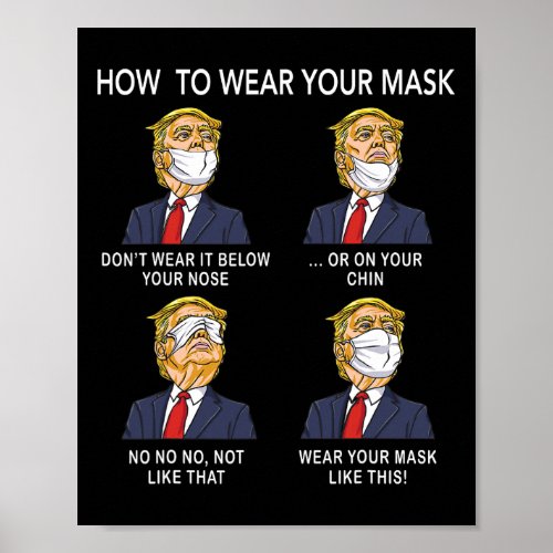 How To Wear A Mask Funny Trump Face Mask Cover Ele Poster