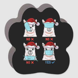 How To Wear Face Mask Llama Santa Hat Christmas Gi Car Magnet