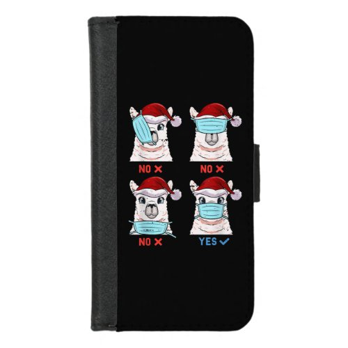 How To Wear Face Mask Llama Santa Hat Christmas Gi iPhone 87 Wallet Case