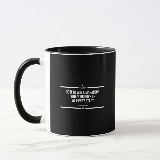 How to win a marathon motivation quote mug (Left)