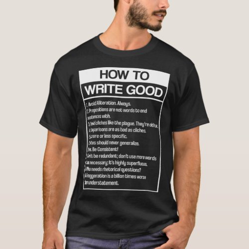 How To Write Good English Grammar Pun Literature T_Shirt