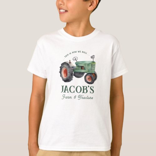 How we roll Tractor Boys Birthday  T_Shirt