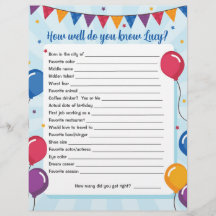 How Well Do You Know...? Birthday Game Activity