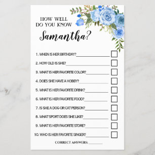 How Well Do You Know Bride bilingual game card Flyer