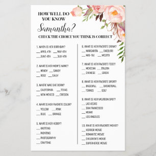 How well do you know Bride Bridal Shower Game card Flyer