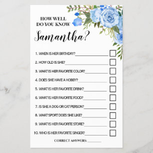 How well do you know Bride Bridal Shower Game card Flyer