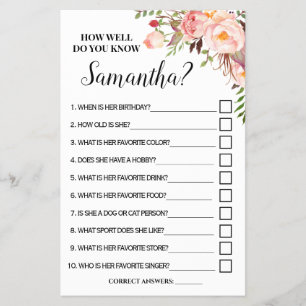How well do you know Bride Bridal Shower Game card Flyer