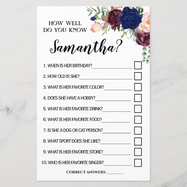 How well do you know bride english spanish game (Front)