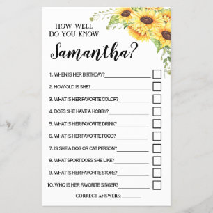 How well do you know Bride Game Card Flyer