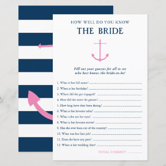 How Well Do You Know Bride Nautical Shower Game