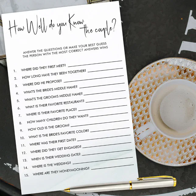 How Well do you Know Couples Shower Quiz Game Zazzle