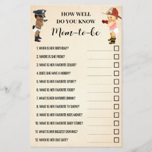 How Well Do You Know Little Recruit Shower Game Flyer