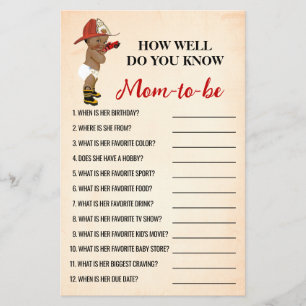 How Well Do You Know Mom AA Fireman Shower Game Flyer