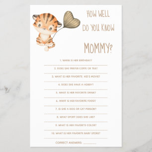 How Well Do You Know Mom Baby Shower Game Card Flyer