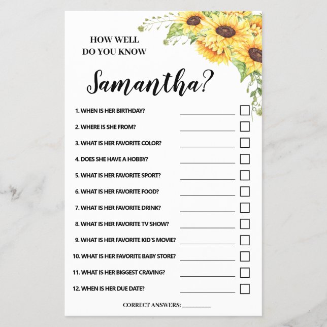 How well do you know mom shower bilingual card flyer (Front)