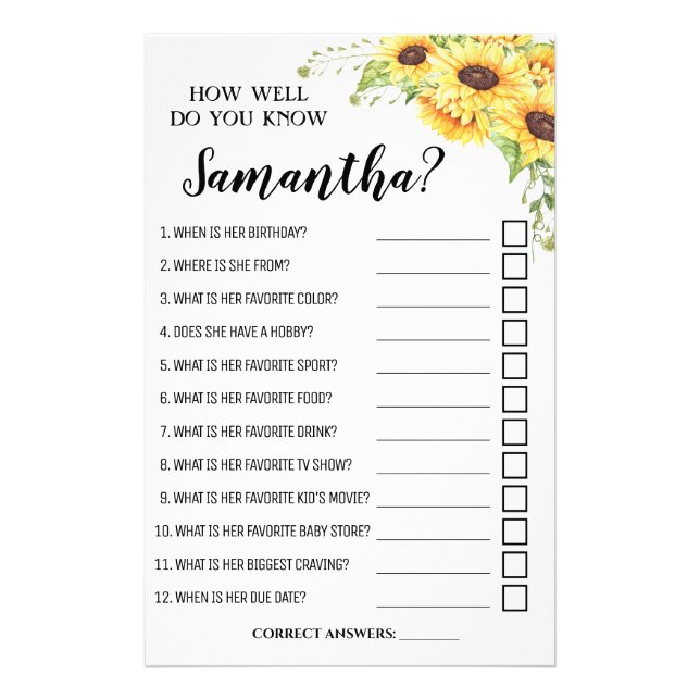 How well do you know mom shower bilingual card flyer (Front)