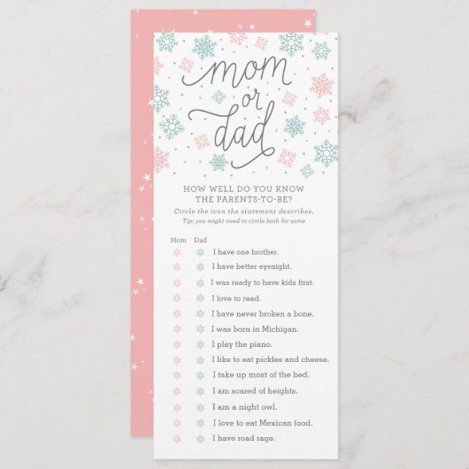 How Well Do You Know Snowflake Baby Shower Game (Front/Back)