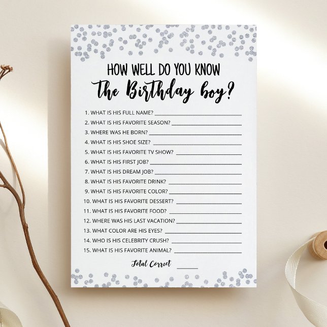 How well do you know the Birthday boy Game Card (Creator Uploaded)