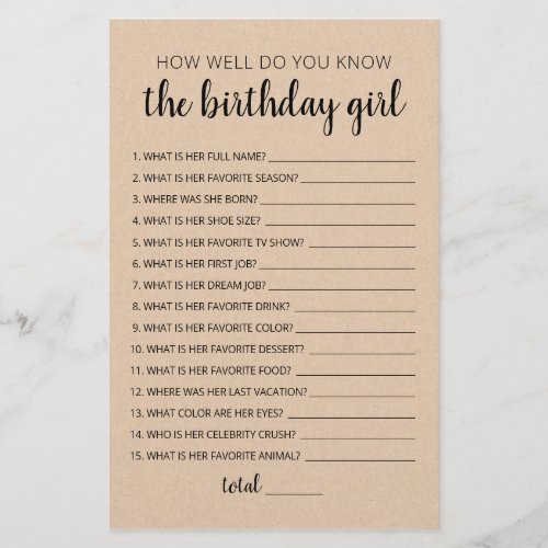 How Well Do You Know The Birthday Girl Game