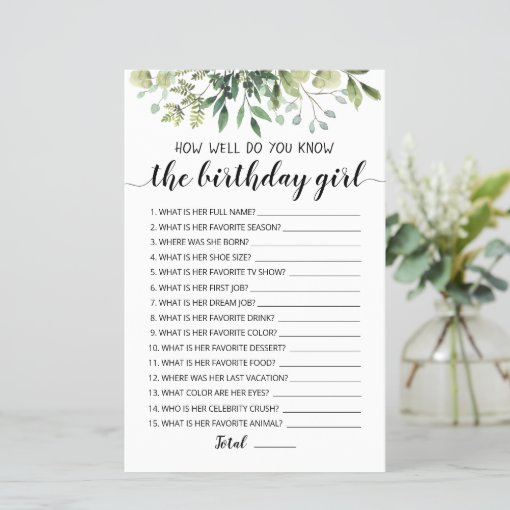 How Well Do You Know The Birthday Girl Game | Zazzle