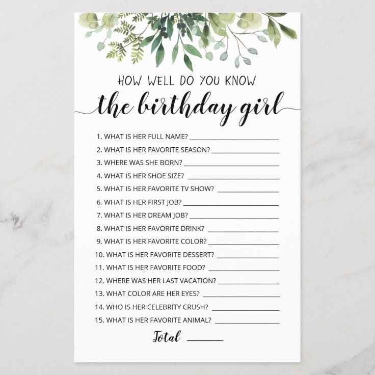 How Well Do You Know The Birthday Girl Game | Zazzle