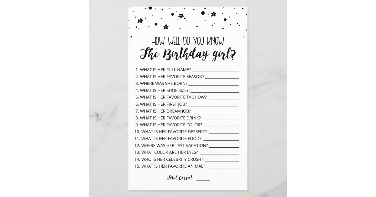 How Well Do You Know The Birthday Girl Game Zazzle Com