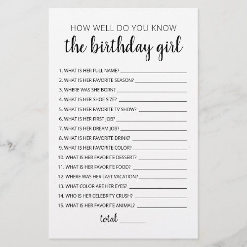 How Well Do You Know The Birthday Girl Game