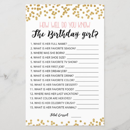 How well do you know the Birthday girl game | Zazzle.com