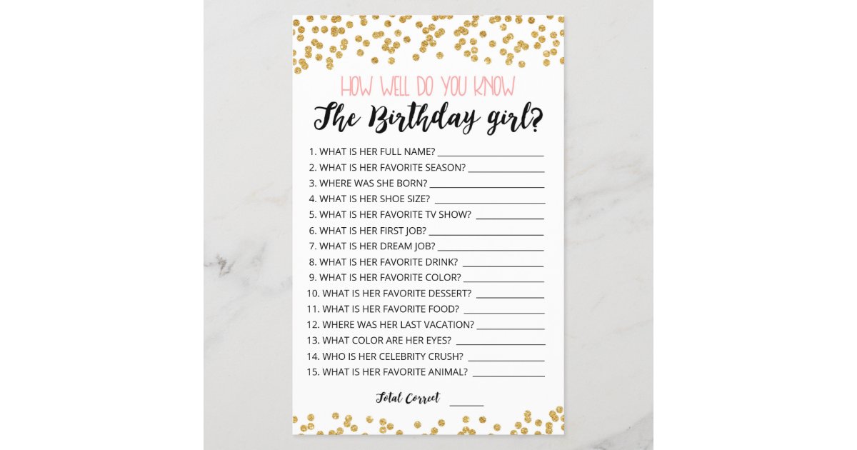 How well do you know the Birthday girl game | Zazzle.com