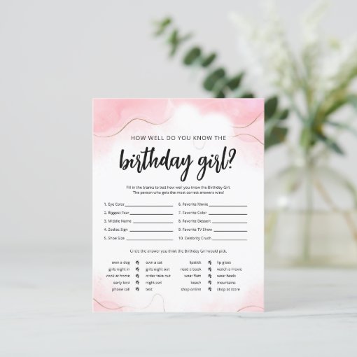 How Well Do You Know The Birthday Girl Pink Game | Zazzle