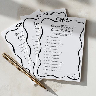 How Well Do You Know The Bride Black Bow Game Advice Card
