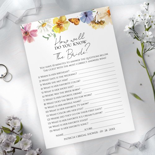 How Well Do You Know The Bride Boho Game Card