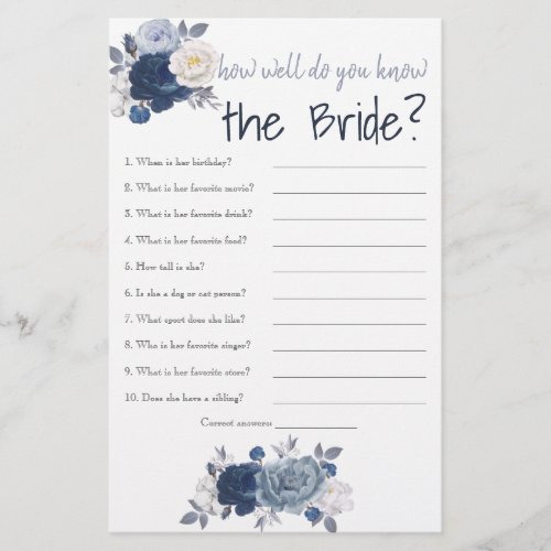 How well do you know the Bride Bridal Shower Card Flyer