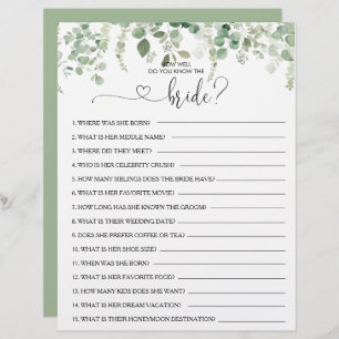 How Well Do You Know the Bride Bridal Shower Game