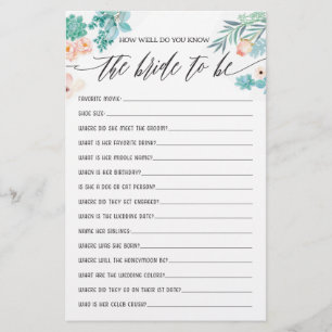 How Well Do You Know the Bride Bridal Shower Game