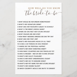 How Well Do you Know The Bride Bridal Shower Game
