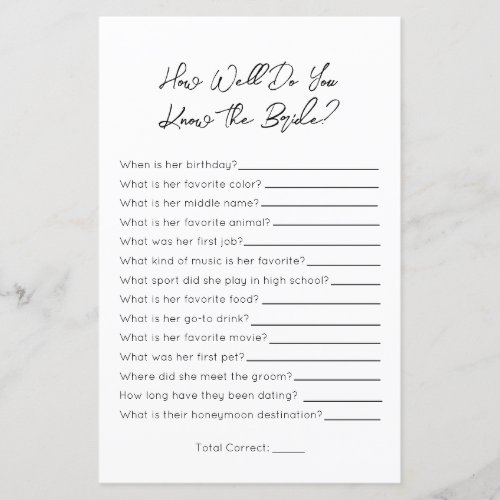 How Well Do You Know The Bride_ Bridal Shower Game