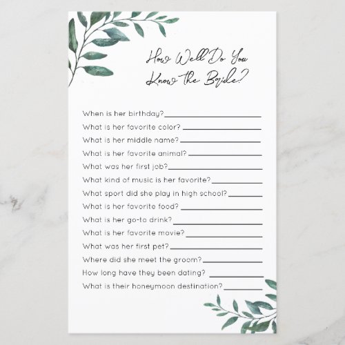 How Well Do You Know The Bride_ Bridal Shower Game