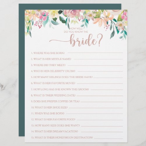 How Well Do You Know the Bride Bridal Shower Game