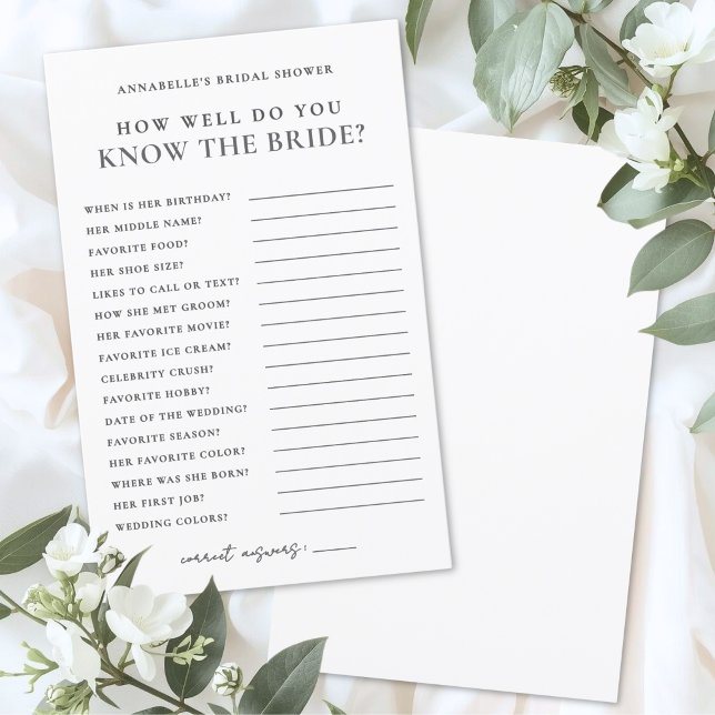 How Well Do You Know The Bride Bridal Shower Game (How Well Do You Know The Bride Bridal Shower Game )