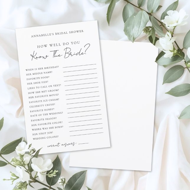 How Well Do You Know The Bride Bridal Shower Game (How Well Do You Know The Bride Bridal Shower Game)
