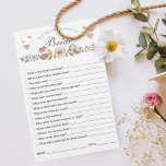 How Well Do You Know the Bride Bridal Shower Game<br><div class="desc">Beautiful country meadow watercolor field wildflowers how well do you know the bride bridal shower game. We've selected a beautiful light color palette to create an elegant and calm mood. Our watercolor wildflowers are arranged to create this beautiful floral arrangement. Fun game to play at your bridal shower party. Our...</div>