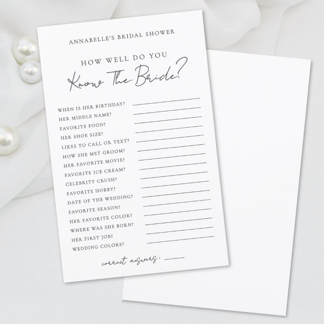 How Well Do You Know The Bride Bridal Shower Game (How Well Do You Know The Bride Bridal Shower Game)