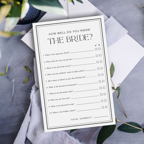 How Well Do You Know The Bride Bridal Shower Game