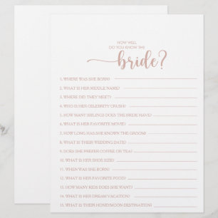How Well Do You Know the Bride Bridal Shower Game