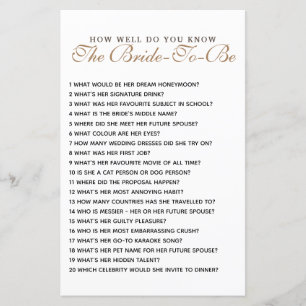 How Well Do you Know The Bride Bridal Shower Game