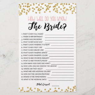 How well do you know the Bride Bridal Shower game