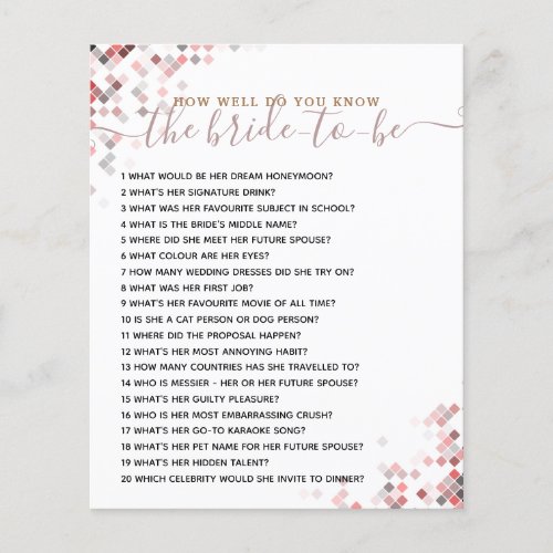 How Well Do you Know The Bride Bridal Shower Game