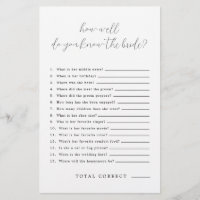 How Well Do You Know The Bride Bridal Shower Game