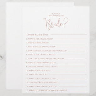 How Well Do You Know the Bride Bridal Shower Game
